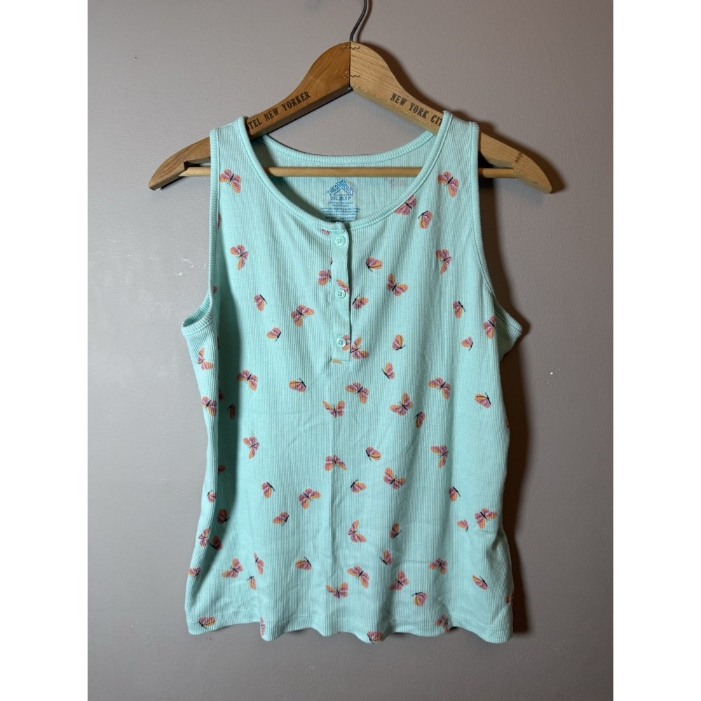 There Abouts Women's‎ Junior's Ribbed Sleeveless Style Top 2XL Butterflies